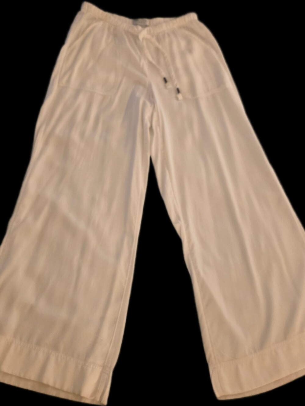 White Wide-Leg Drawstring Pants - Picture 4 of 11